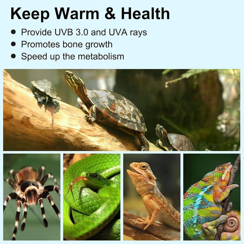 PewinGo Reptile Heat Lamp, Lamp for Aquarium Turtle Tank with 25w+50w Basking Spot Light Bulbs and 360° Swivel Clamp for Turtle, Snake, Lizard, Cockatoo, Chameleon Etc, Yellow - Image 5